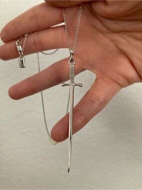 Vanessa Mooney sonnet of the sword silver dagger necklace